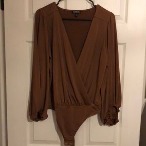 Women’s Medium Express Camel Satin Bodysuit